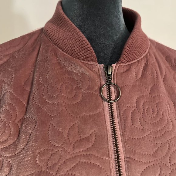 The Fifth Label Velvet Bomber Jacket Pink Roses Size S Women's - Picture 6 of 7